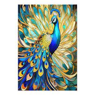 Vibrant Peacock in Art Nouveau Style Colorful Art Photo Print