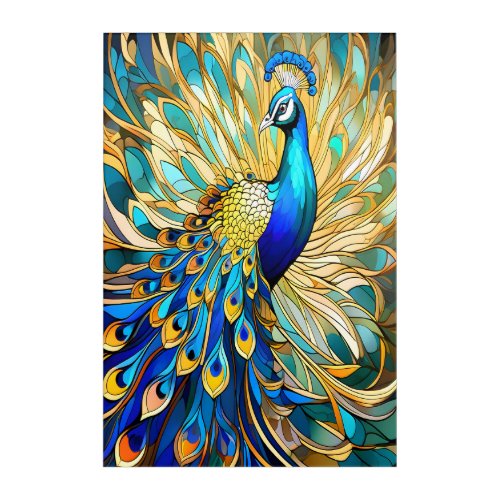 Vibrant Peacock in Art Nouveau Style Colorful Wall