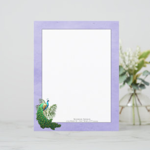 Vibrant Peacock   Lavender Paper Sheet