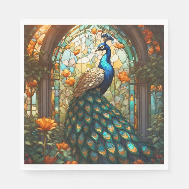 Vibrant Peacock Napkins: The Elegant Table Napkins (Front)