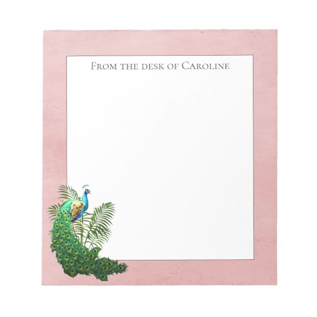 Vibrant Peacock | Pink Notepad (Front)