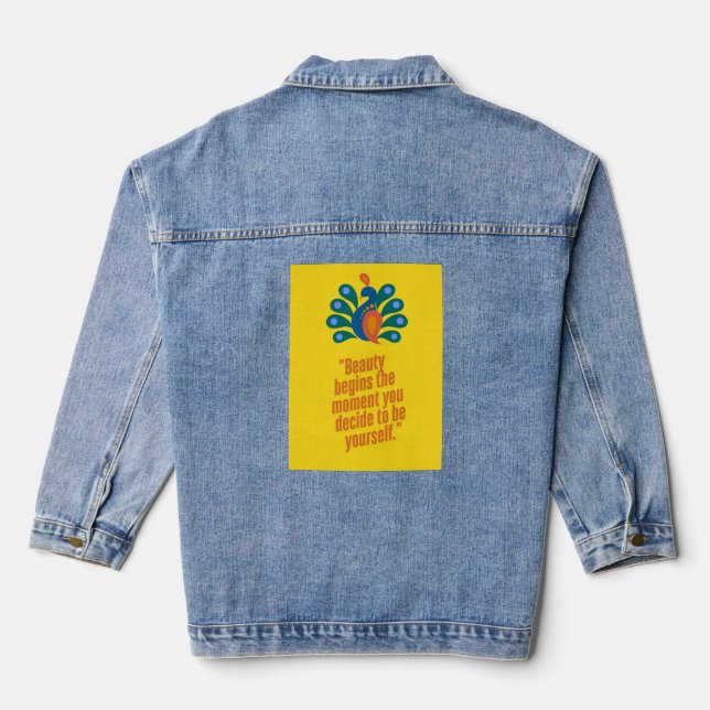 Vibrant Peacock Soul Denim Jacket (Back)