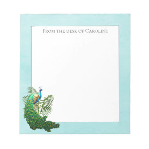 Vibrant Peacock   Teal Notepad