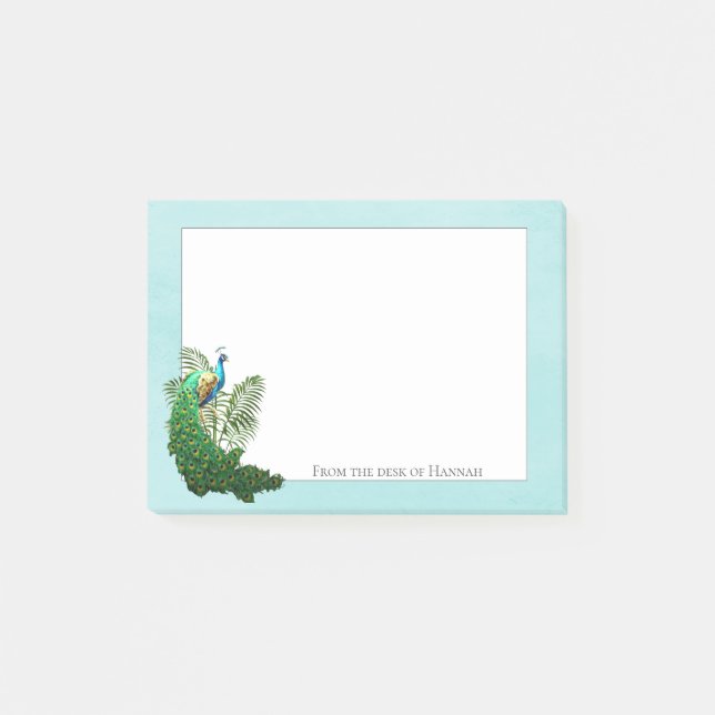 Vibrant Peacock | Teal Personalized Notes (Front)