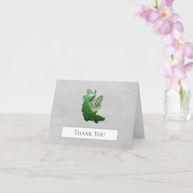 Vibrant Peacock Thank You | Gray Card (Orchid)