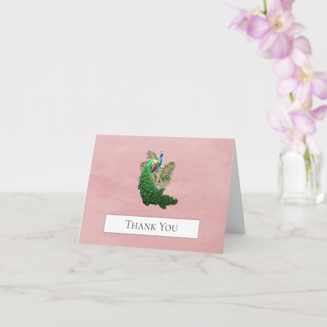 Vibrant Peacock Thank You | Pink Card (Orchid)