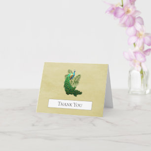 Vibrant Peacock Thank You Yellow Card