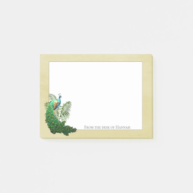 Vibrant Peacock | Yellow Personalized Notes (Front)