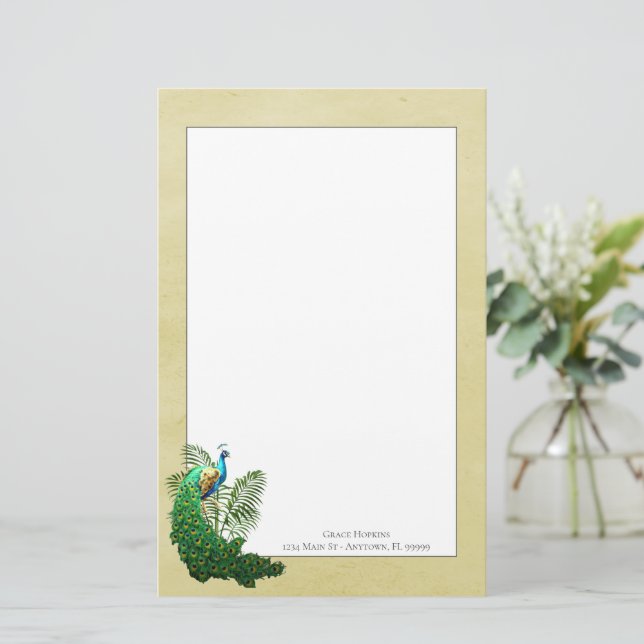 Vibrant Peacock | Yellow Stationery (Standing Front)
