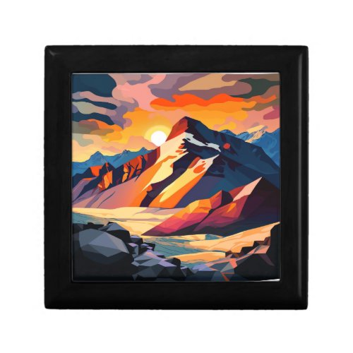 Vibrant peak A snowy mountain at sunset Gift Box