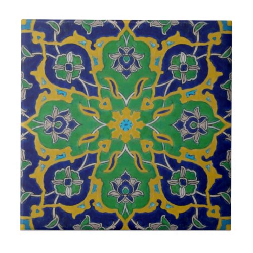 Vibrant Persian Antique Reproduction Ceramic TIle