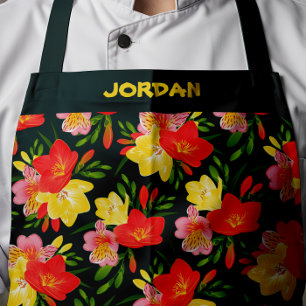 Vibrant Personalizable Tropical Floral Apron