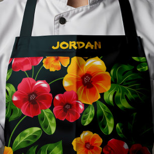 Vibrant Personalizable Tropical Floral Apron