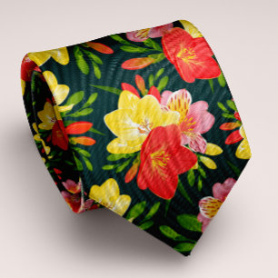 Vibrant Personalizable Tropical Floral Neck Tie