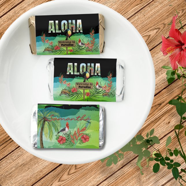 Vibrant Personalized Aloha Tropical Paradise  Hershey's Miniatures (Vibrant Personalized Aloha Tropical Paradise Hershey's Miniatures)