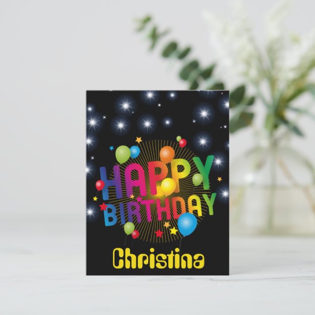 Vibrant Personalized Birthday Card (Standing Front)