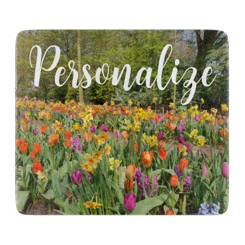 Vibrant Personalized Tulip Flower Garden  from Hol Cutting Board