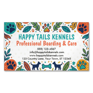 Vibrant Pet Daycare & Dog Kennel Boarding Custom Business Card Magnet
