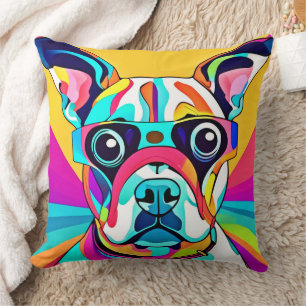 Vibrant Pet Glasses Design Throw Pillow