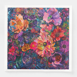 Vibrant Petal Dance Paper Dinner Napkins