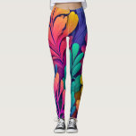 Vibrant Petal Flow Multicolor Botanical Abstractio Leggings