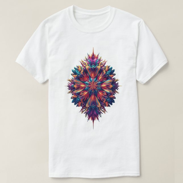 Vibrant Phoenix Burst Geometric  T-Shirt (Design Front)