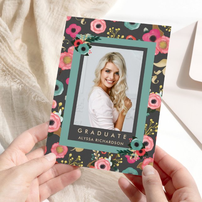 Vibrant | Photo Graduation Party Invitation Gray (Creator Uploaded)