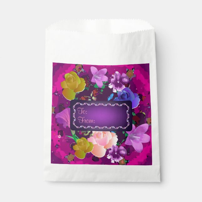 Vibrant Pink Abstract Floral  Favor Bag (Front)