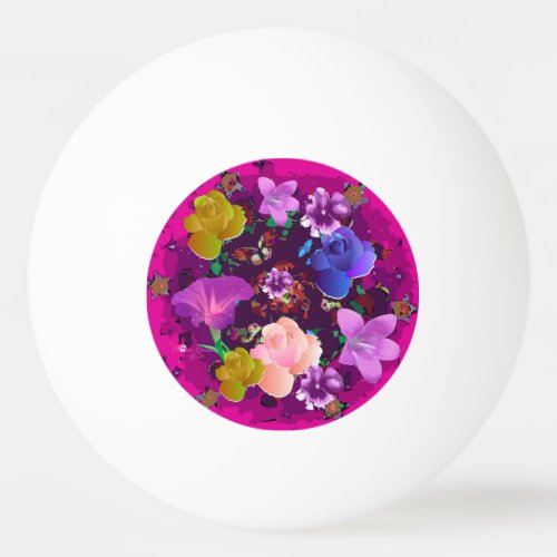 Vibrant Pink Abstract Floral Ping Pong Ball