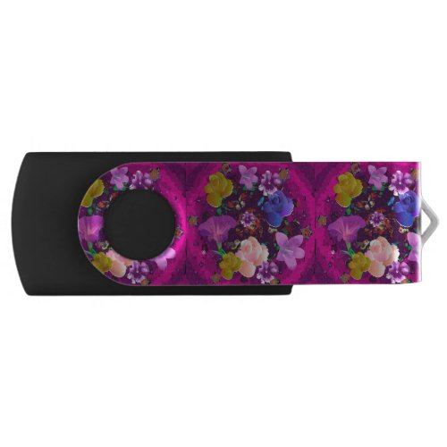Vibrant Pink Abstract Floral Swivel USB FlashDrive USB Flash Drive