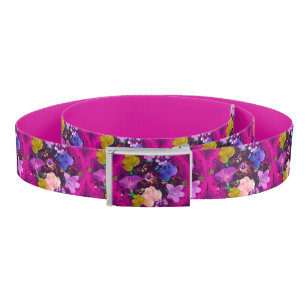 Vibrant Pink Abstract Flowers Belt