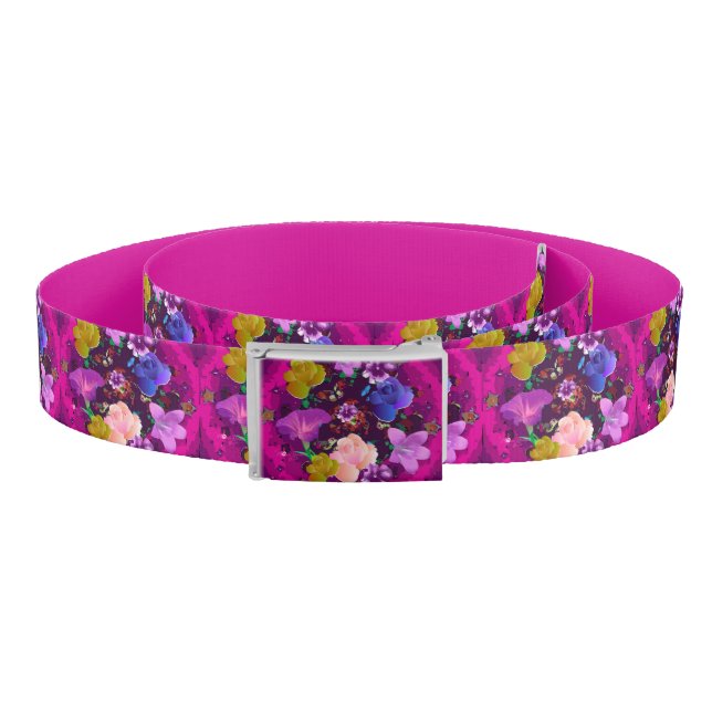 Vibrant Pink Abstract Flowers Belt (Coil)