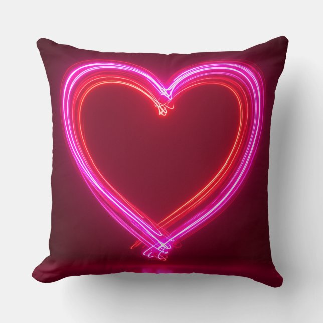 Vibrant Pink Abstract Heart Throw Pillow 16x16 | M (Front)