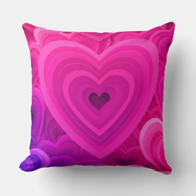 Vibrant Pink Abstract Heart Throw Pillow – Modern  (Front)