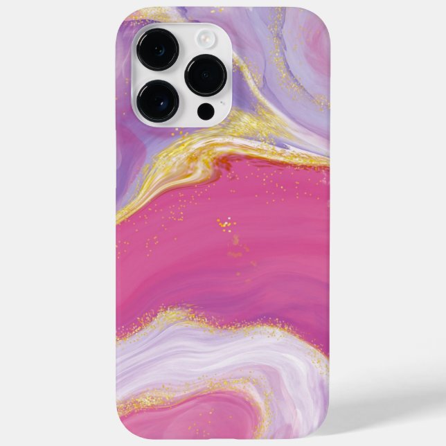 Vibrant Pink Alcohol Ink and Glitter Phone Case (Back)
