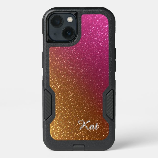 Vibrant Pink and Glittery Background Otterbox iPhone Case (Back)