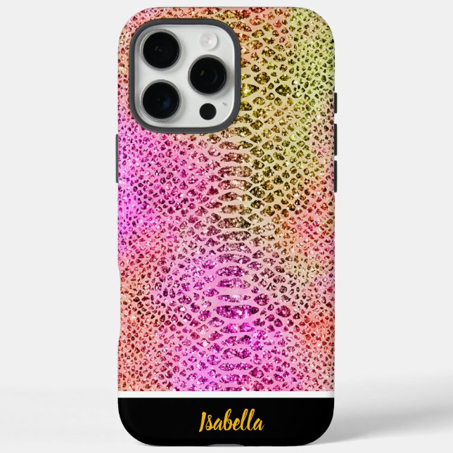 Vibrant pink and green snakeskin design Case-Mate iPhone case (Back)