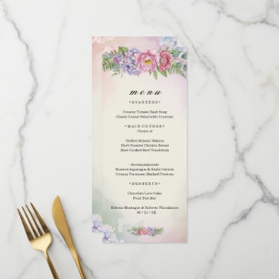 Vibrant Pink and Purple Floral Menu