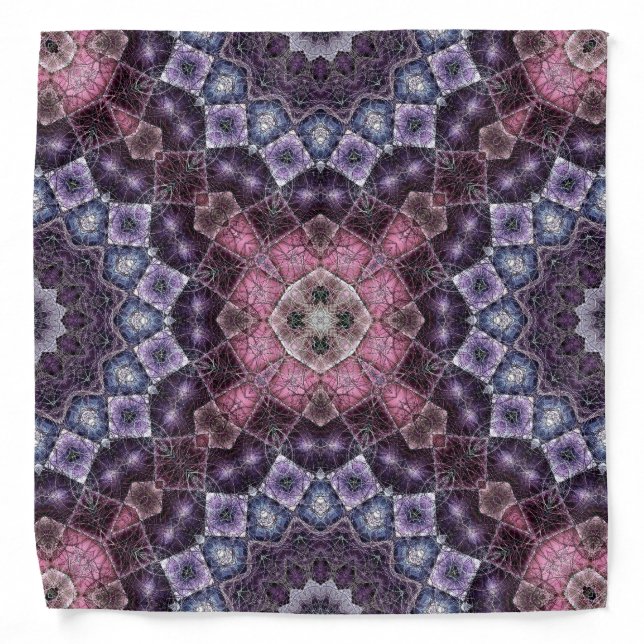 Vibrant Pink and Purple Mandala Web Pattern Bandana (Front)