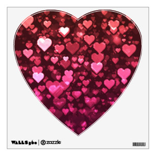 Vibrant Pink and Red Bokeh Hearts of Love Wall Sticker