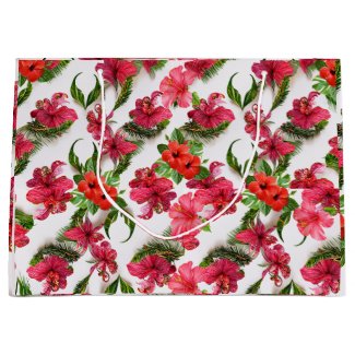 Vibrant Pink and Red Floral Tropical Botanicals 