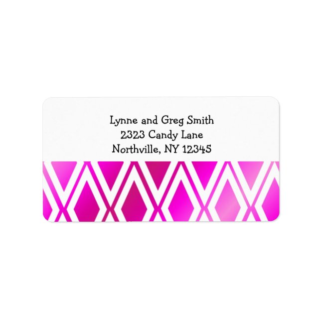 Vibrant Pink and White Diamonds Label (Front)