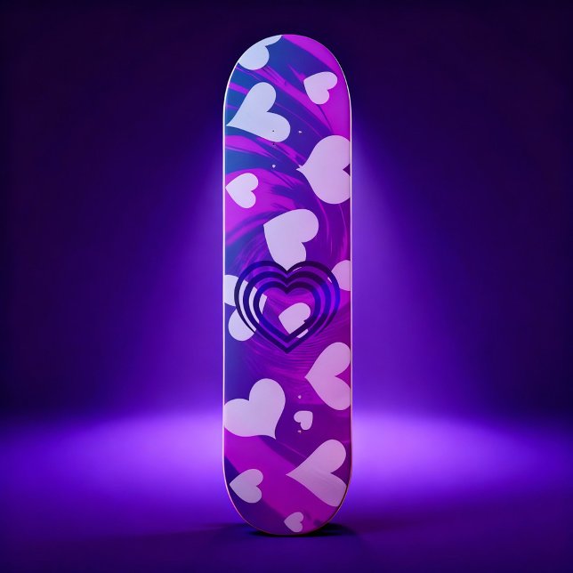 Vibrant Pink and White Heart Pattern Skateboard (Creator Uploaded)