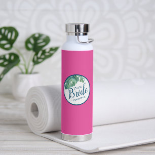 Vibrant Pink and White Personalized Water Bottle