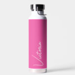 Vibrant Pink and White Personalized Water Bottle<br><div class="desc">This personalized insulated bottle features your BFF's name in white handwritten script typography over a vibrant fuchsia pink background. Great for keeping those summertime drinks cold or for adding warm feeling for your loved ones over the cold months! Makes a great bridal party gift or a gift for your best...</div>