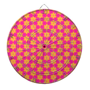 Vibrant Pink and Yellow Floral Abstract Pattern Dart Board