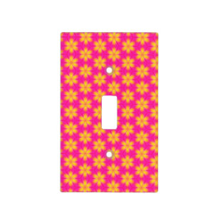 Vibrant Pink and Yellow Floral Abstract Pattern Light Switch Cover