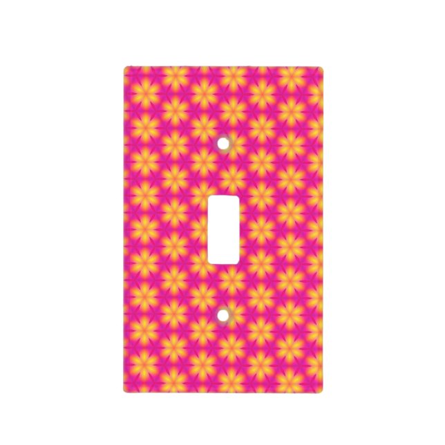 Vibrant Pink and Yellow Floral Abstract Pattern Light Switch Cover (Front)