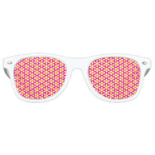 Vibrant Pink and Yellow Floral Abstract Pattern Retro Sunglasses