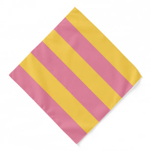 Vibrant Pink and Yellow Vertical Striped Pattern Bandana